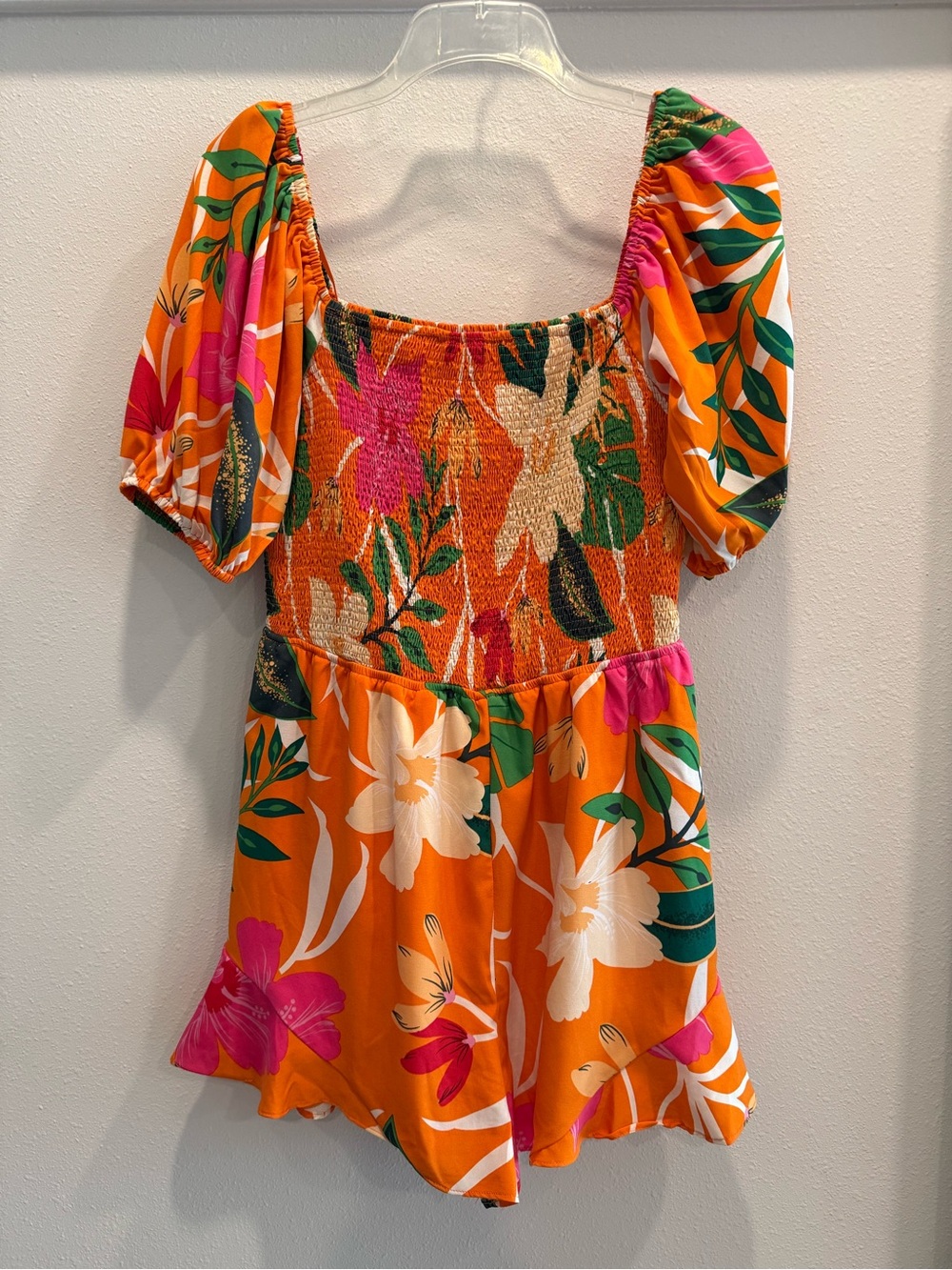Bright Orange Floral Summer Romper